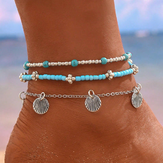 Shell Bead Anklet Set Three-piece Set