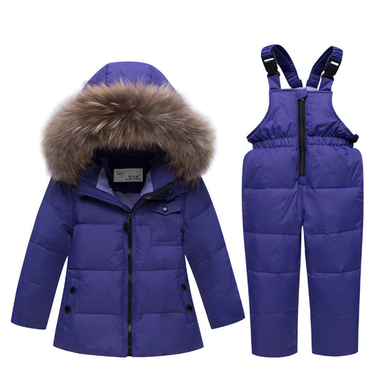 New children's sling down jacket two-piece sling down pants boys warm outer suit
