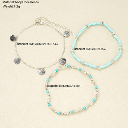 Shell Bead Anklet Set Three-piece Set