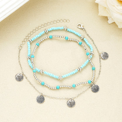 Shell Bead Anklet Set Three-piece Set